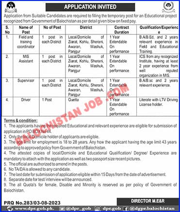 It is the Official Advertisement of Education Project Govt of Balochistan Jobs 2023.